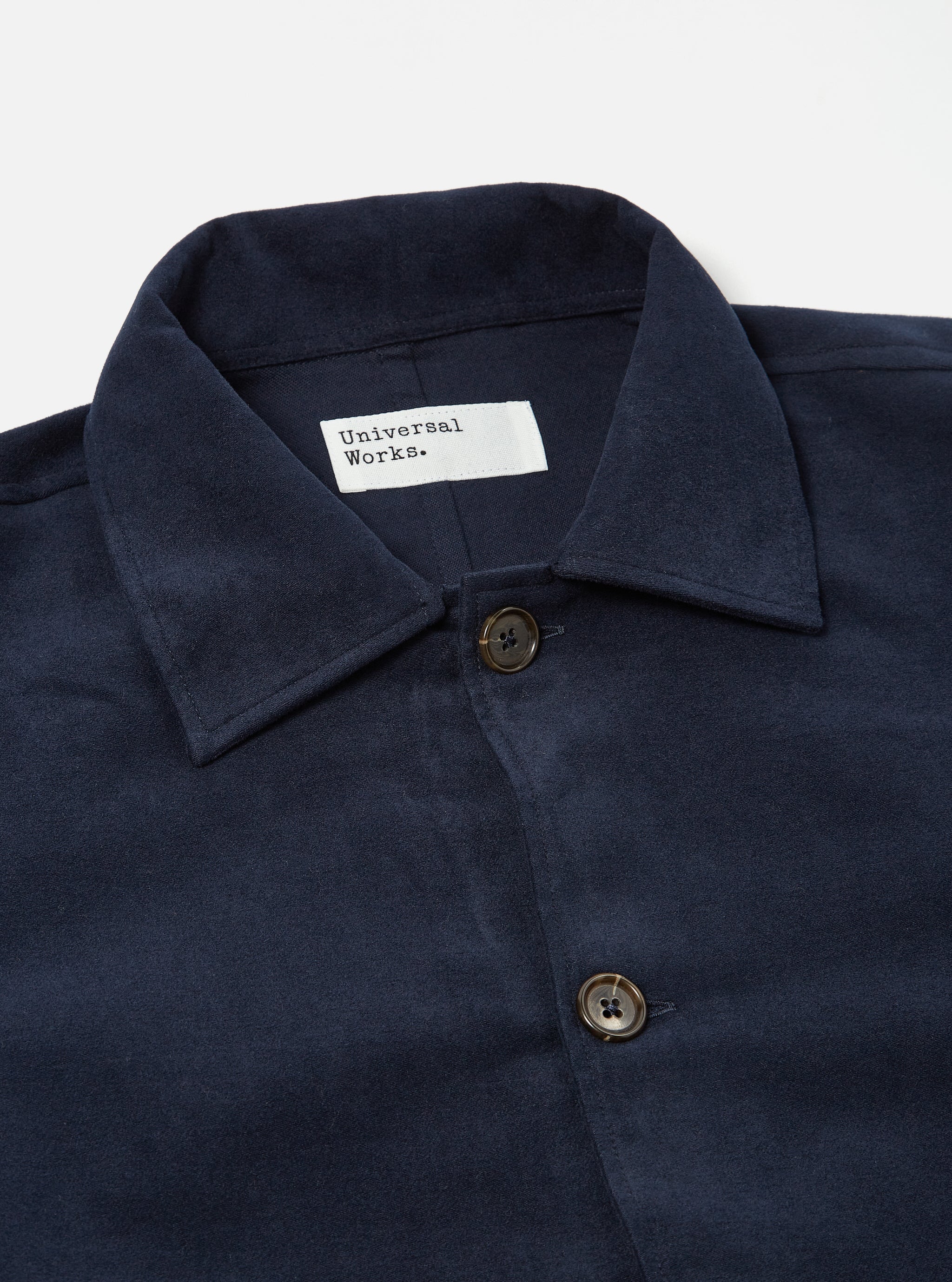 Universal Works Travail Shirt in Navy Lightweight Moleskin