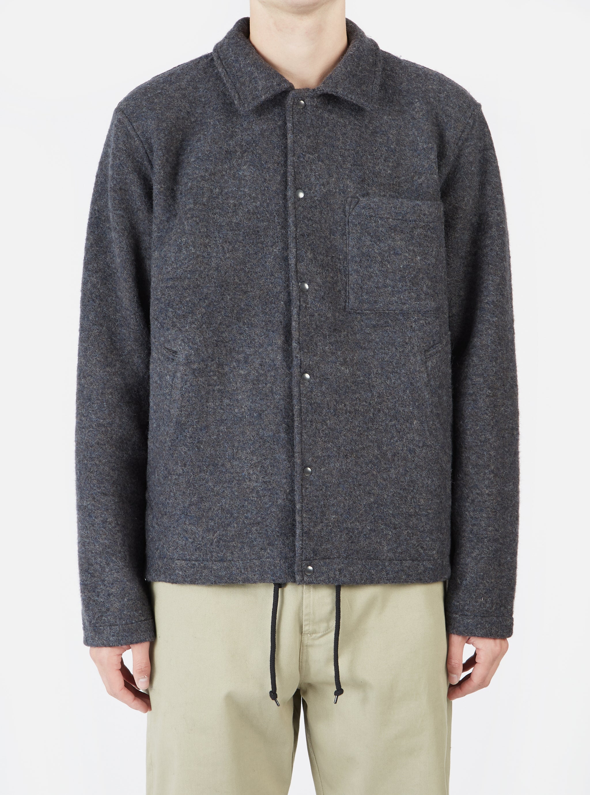 Universal Works Porto Jacket in Charcoal Chante Wool