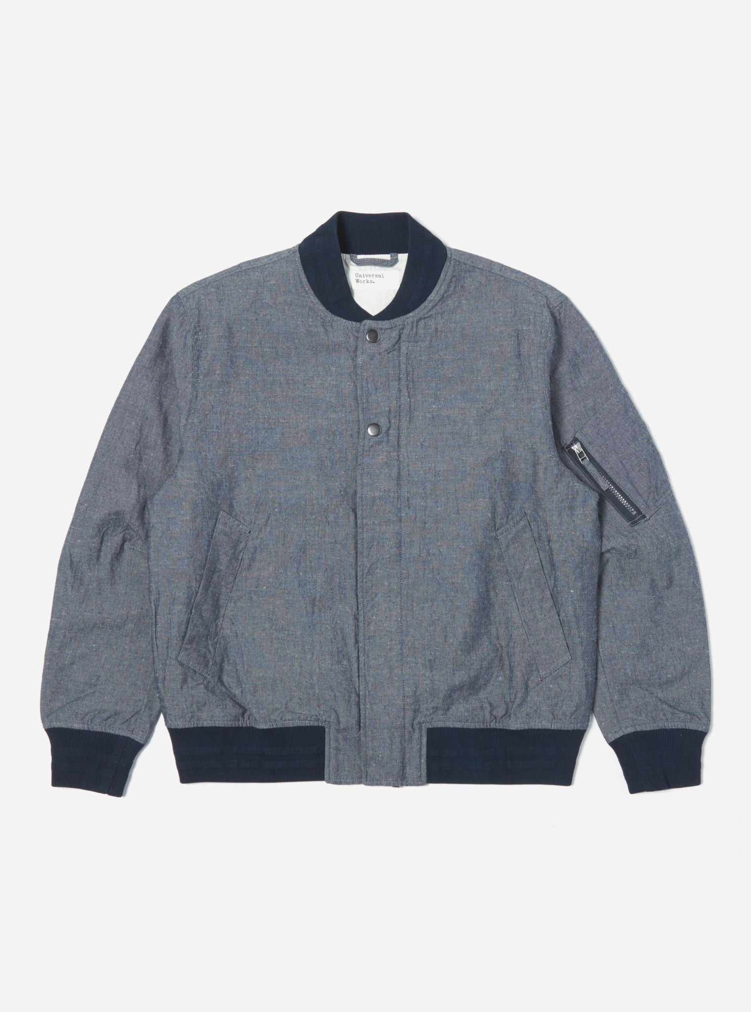 Universal Works NS Bomber Jacket in Grey Lord Cotton Linen