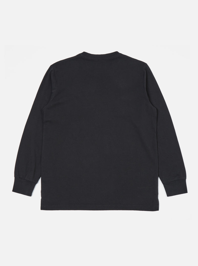 Universal Works 'Save That Jersey' Long Sleeve Core Tee in Black