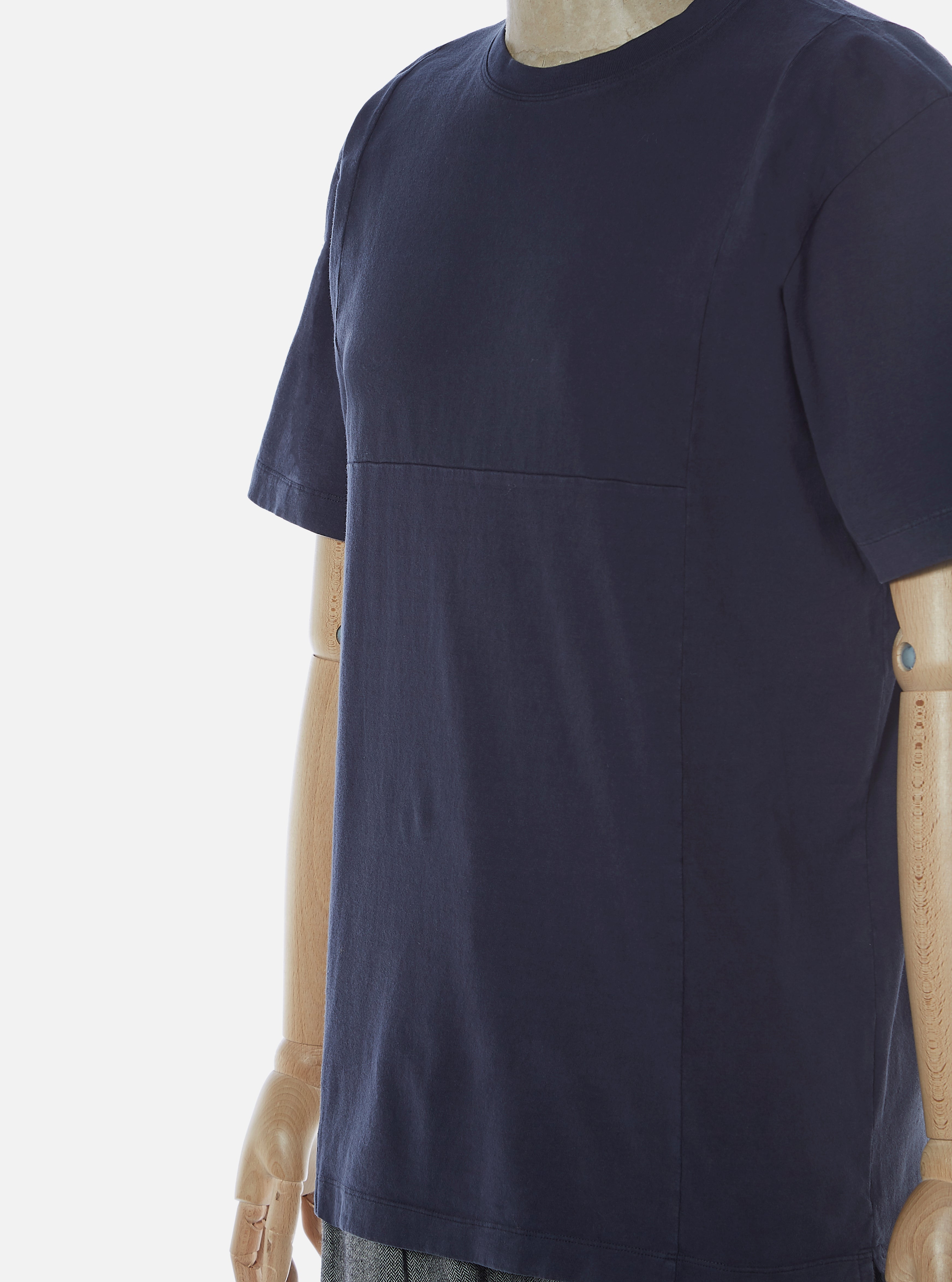 The Pilgrm x Universal Works Panel Tee in Navy Single Jersey