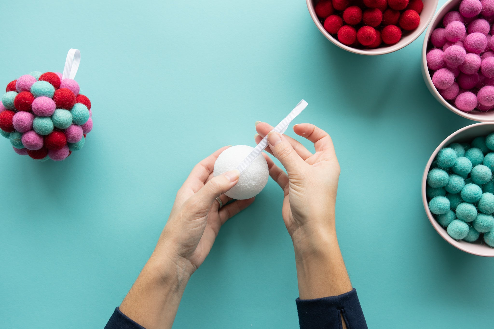 DIY Felt Ball Ornament - Christmas Ornament Tutorial - Cara & Co Blog