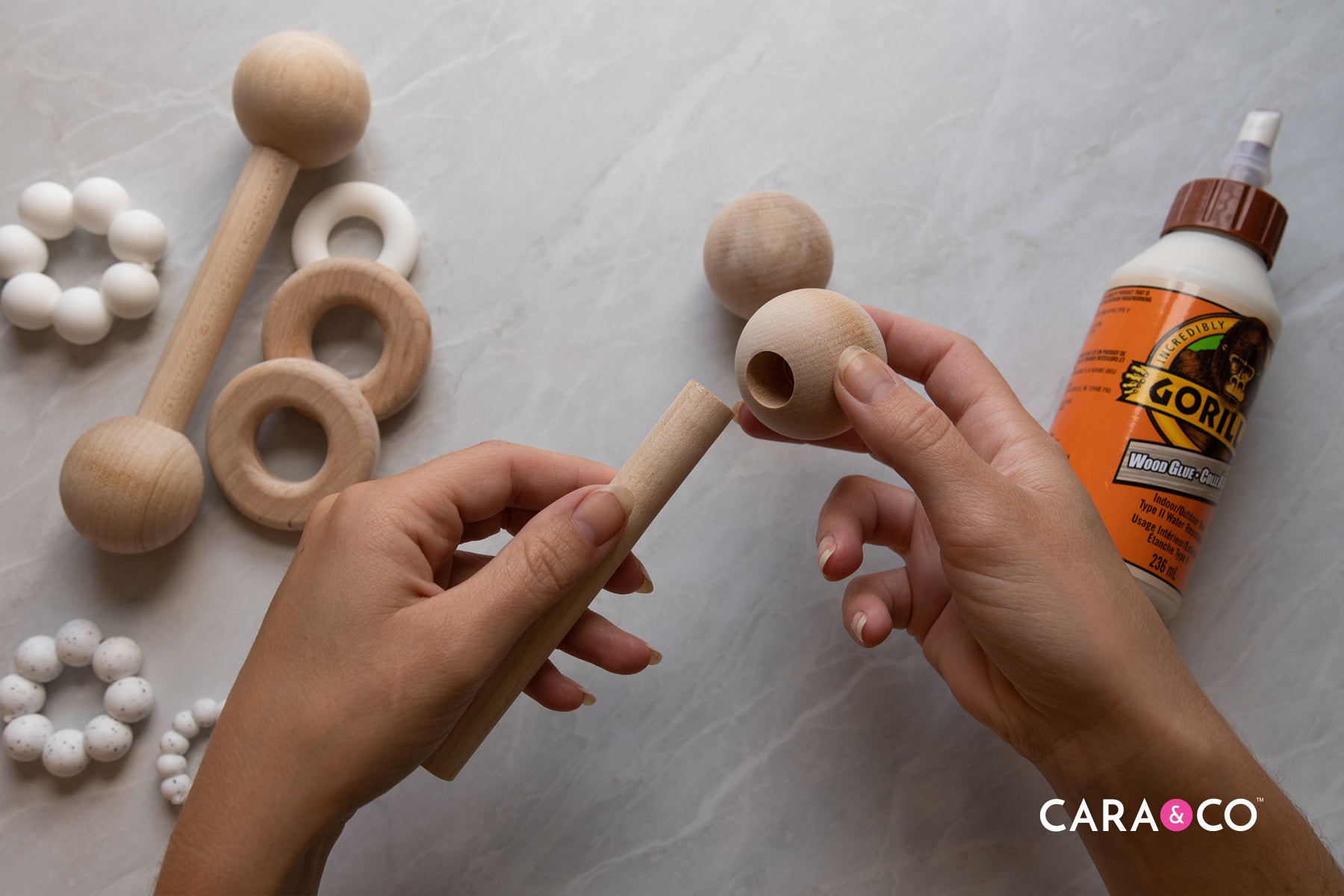 Details of Wooden Rattle Toy Unfinished Creative Unpainted DIY