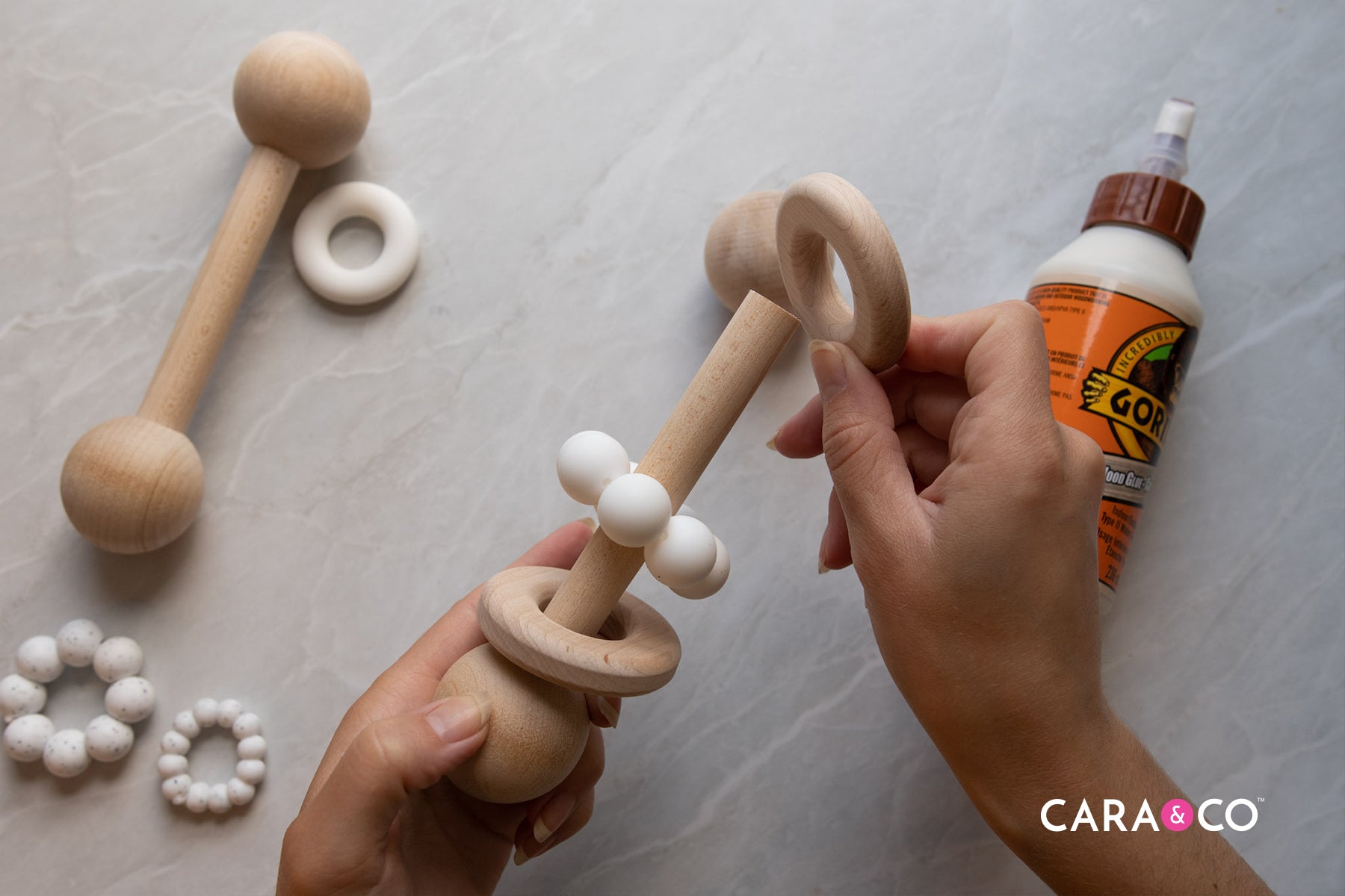 DIY Wood Baby Rattle Kit - Classic Baby Toy - Cara & Co