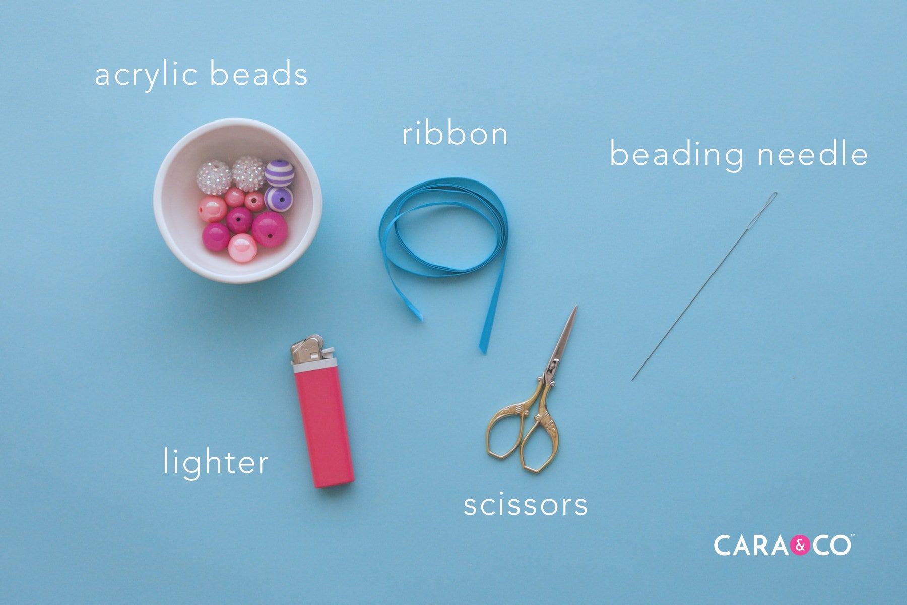 Acrylic Bead Ribbon Necklace DIY Tutorial - Cara & Co