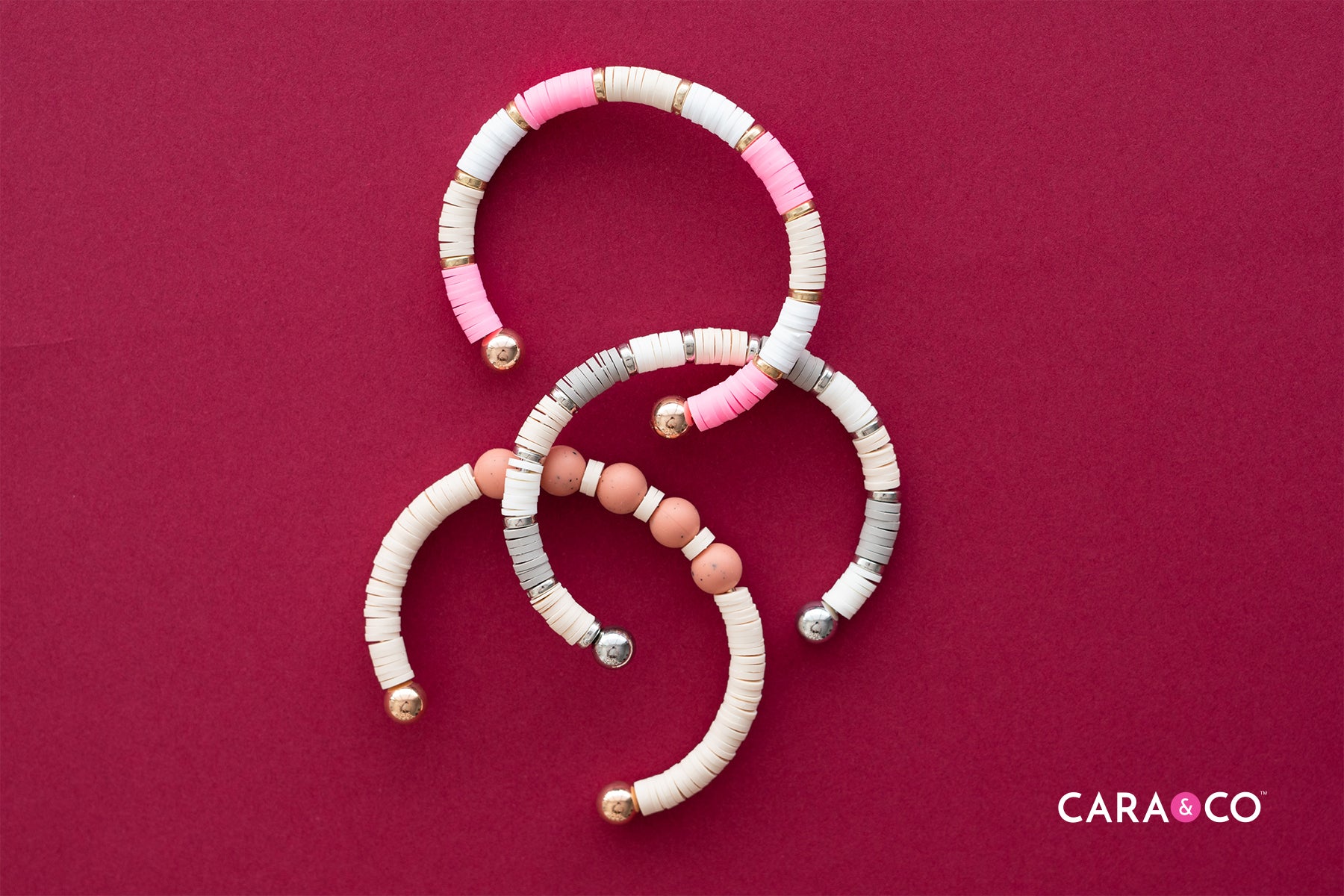 Beadable Bangle Bracelet - Heishi - Acrylic - Beads - Cara & Co