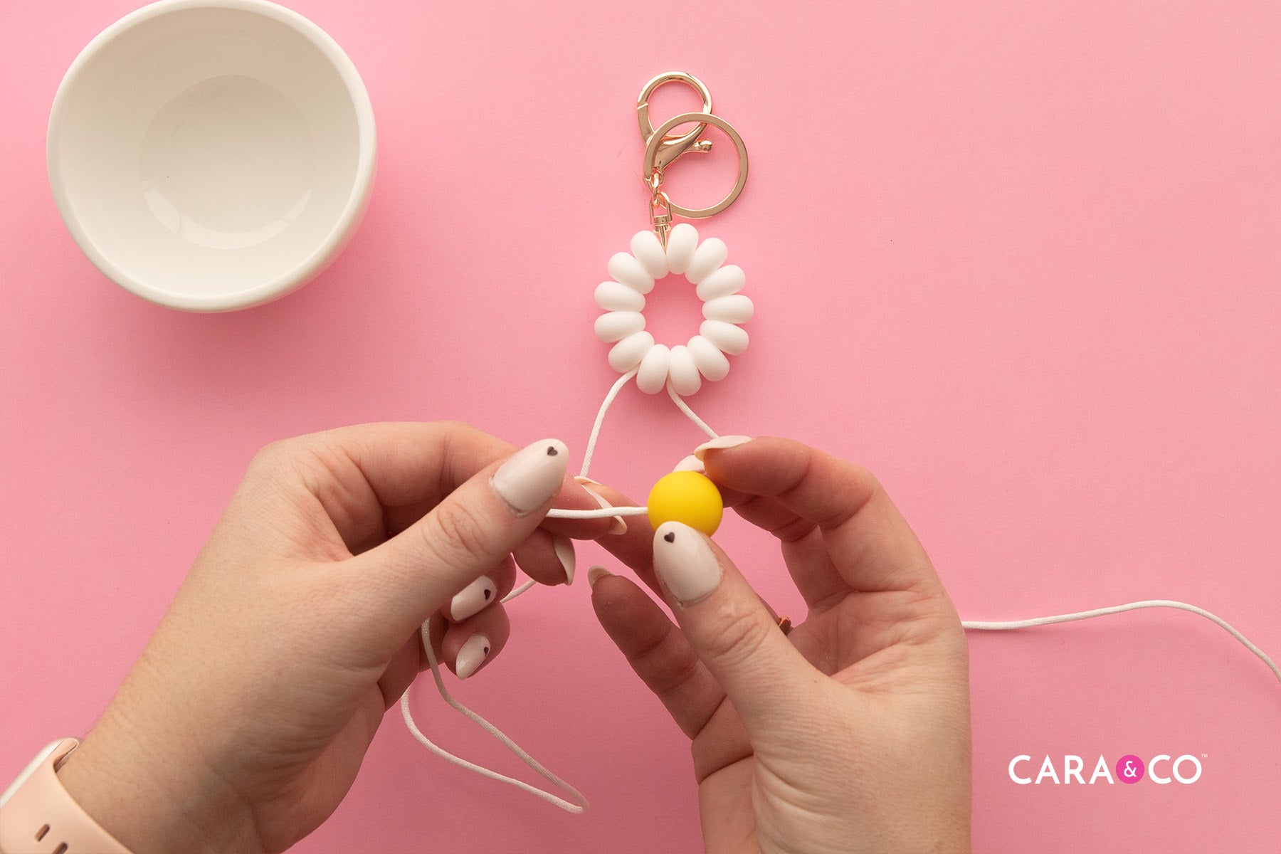 Thread on your 19mm bead - Silicone Flower Tutorial - Cara & Co