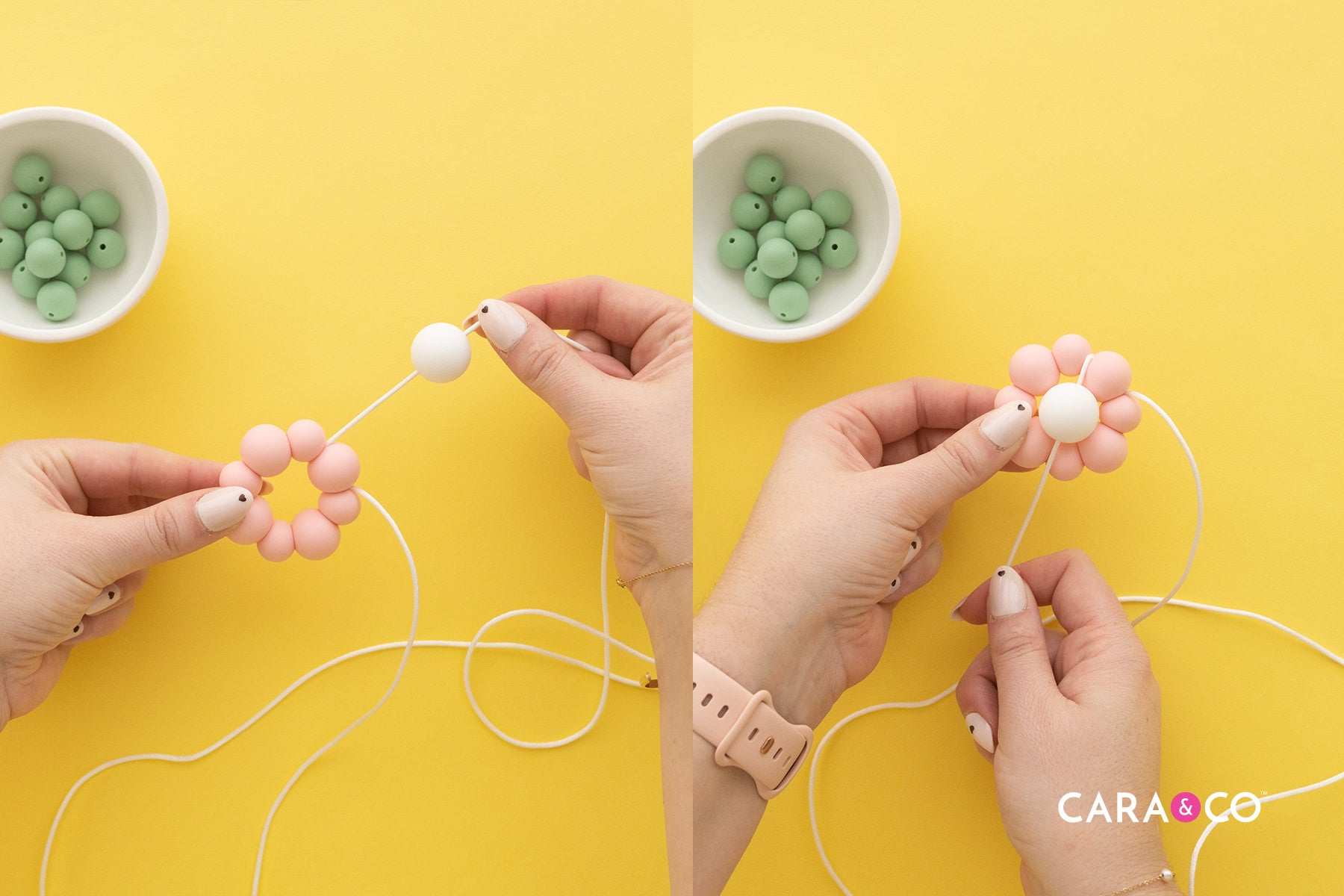 Add the center of your flower - Silicone Bead Tutorial - Cara & Co