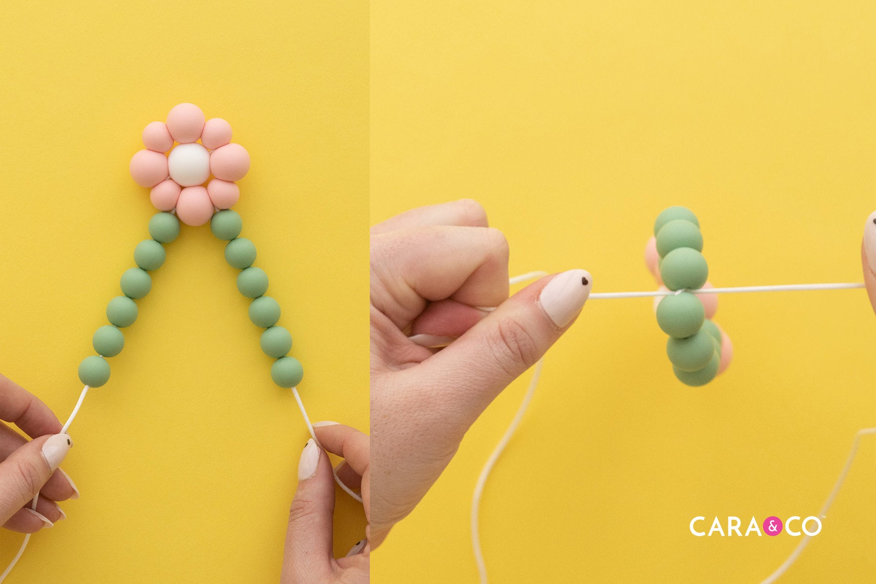 Thread the rest of your beads onto your cord - Tutorial - Cara & Co