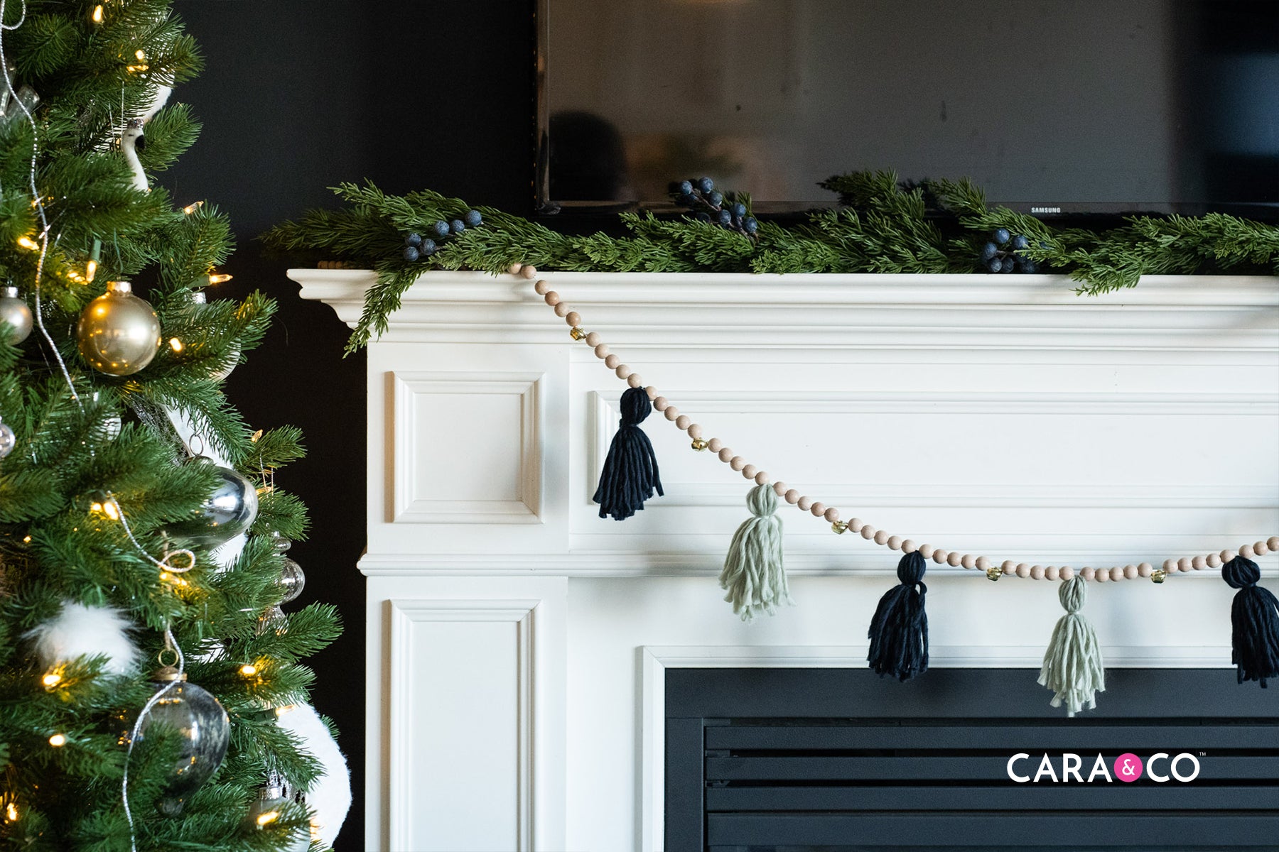 DIY Christmas Tassel Garland - Minimalist Holiday Garland - Wood Bead Garland