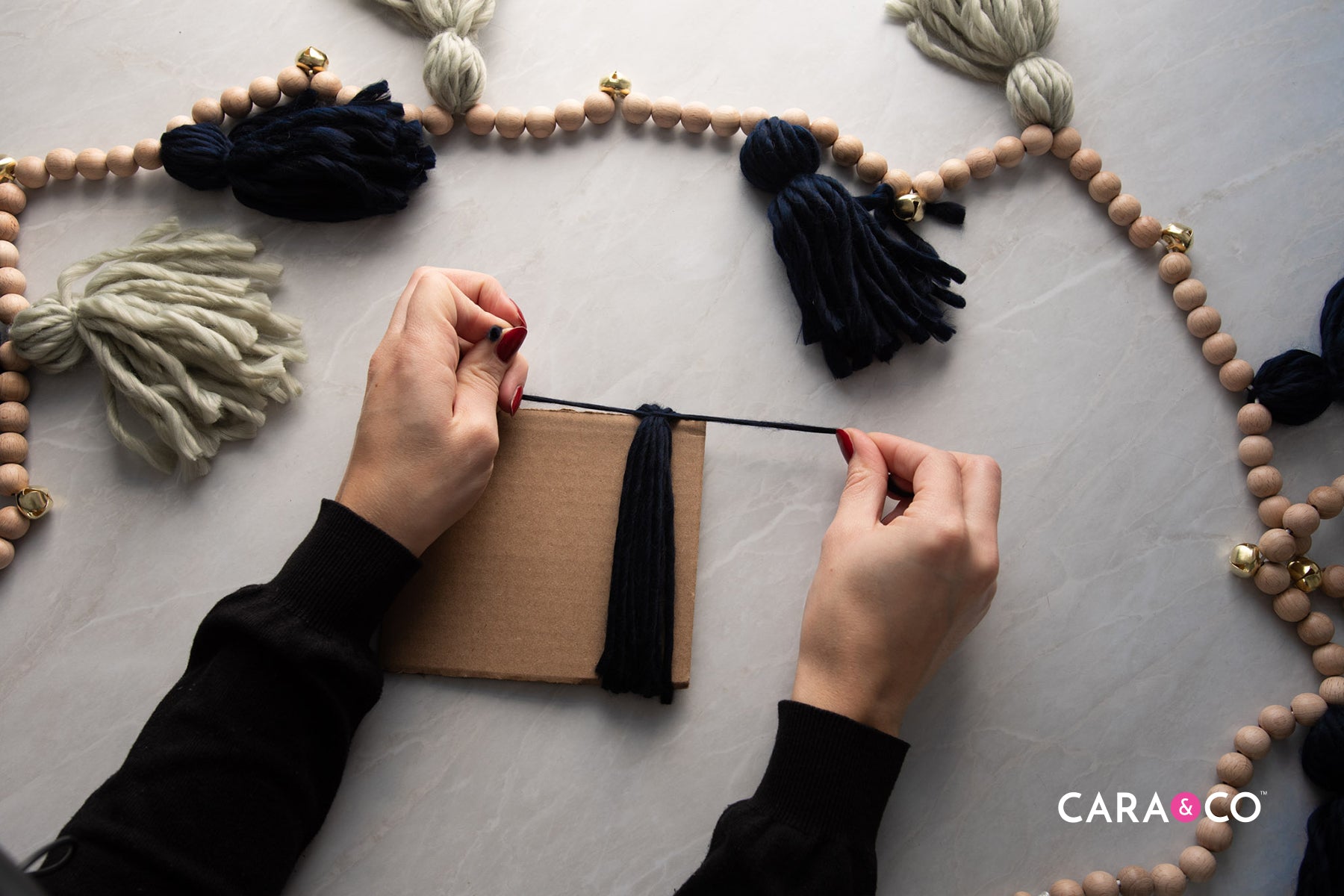 Easy Christmas Garland DIY - Wood Bead and Tassel Holiday Garland 