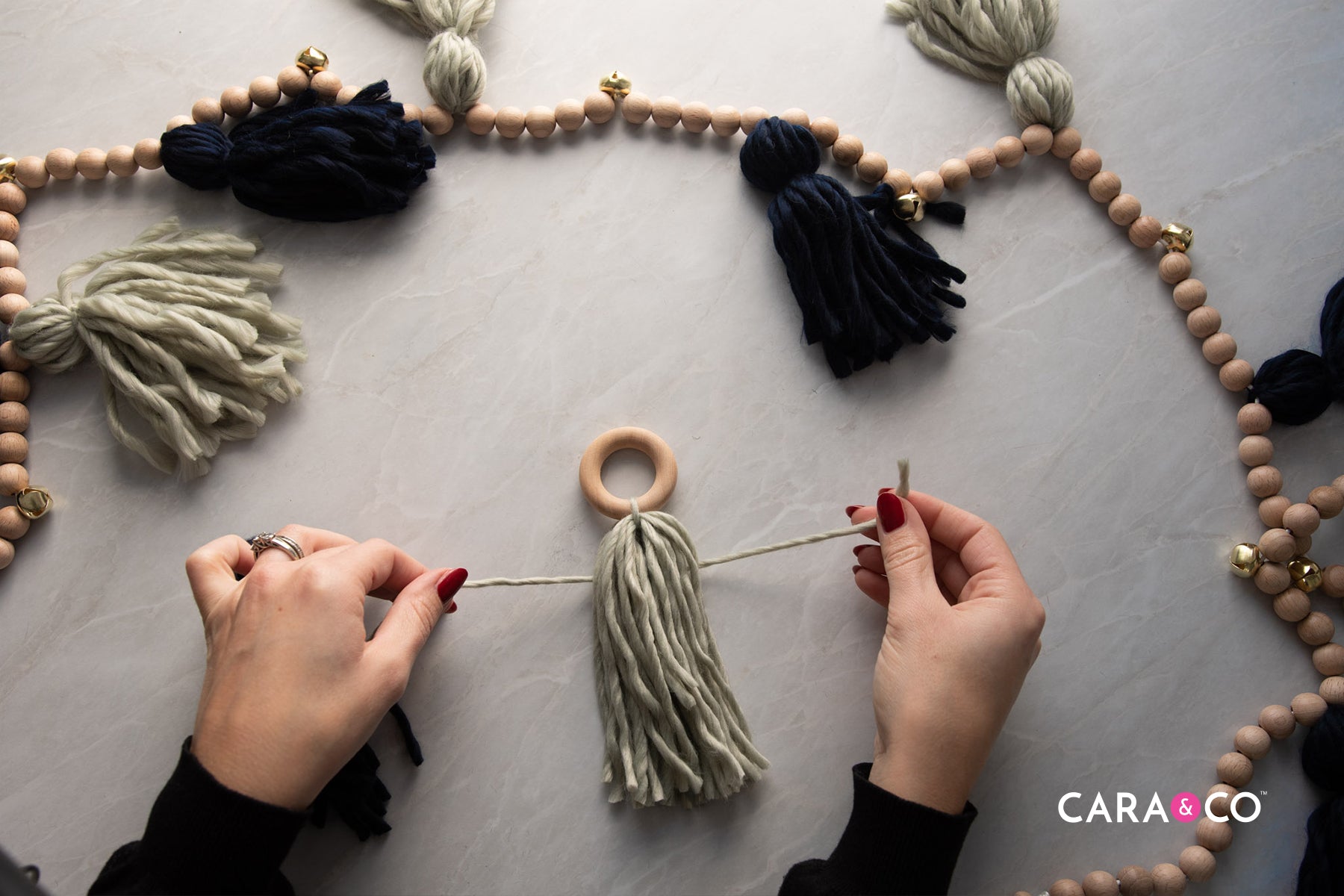 DIY Wood Bead Garland With Tassels - A Life Adjacent