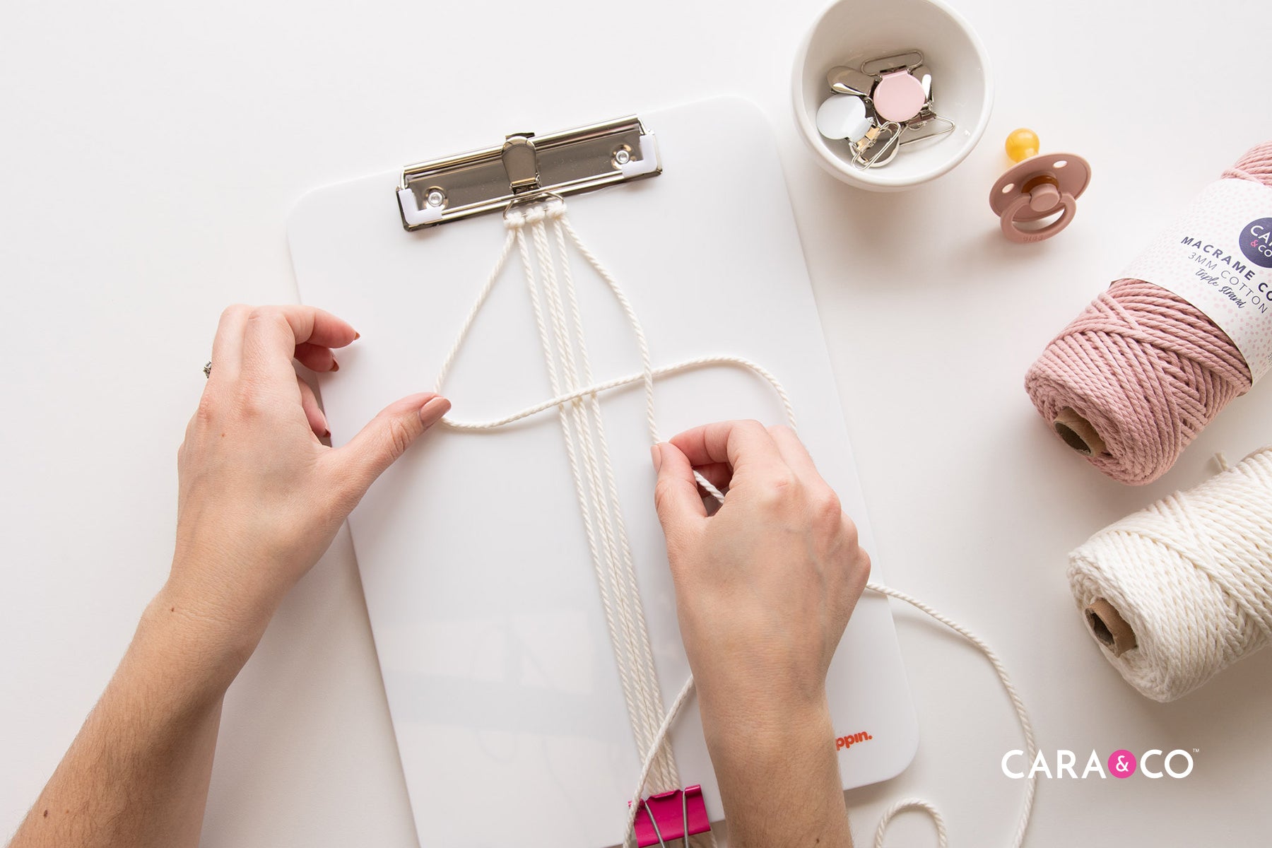 Macrame Pacifier Clip Tutorial - Cara & Co Blog Post