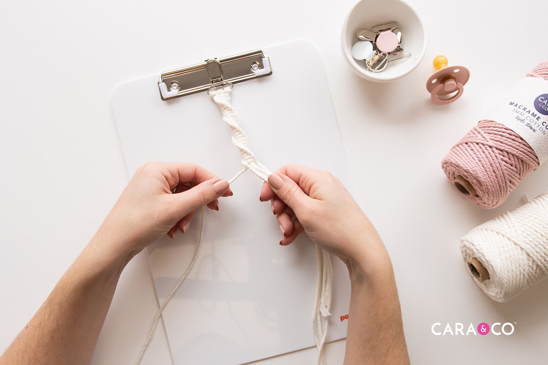 Macrame Pacifier Clip Tutorial - Cara & Co Blog Post