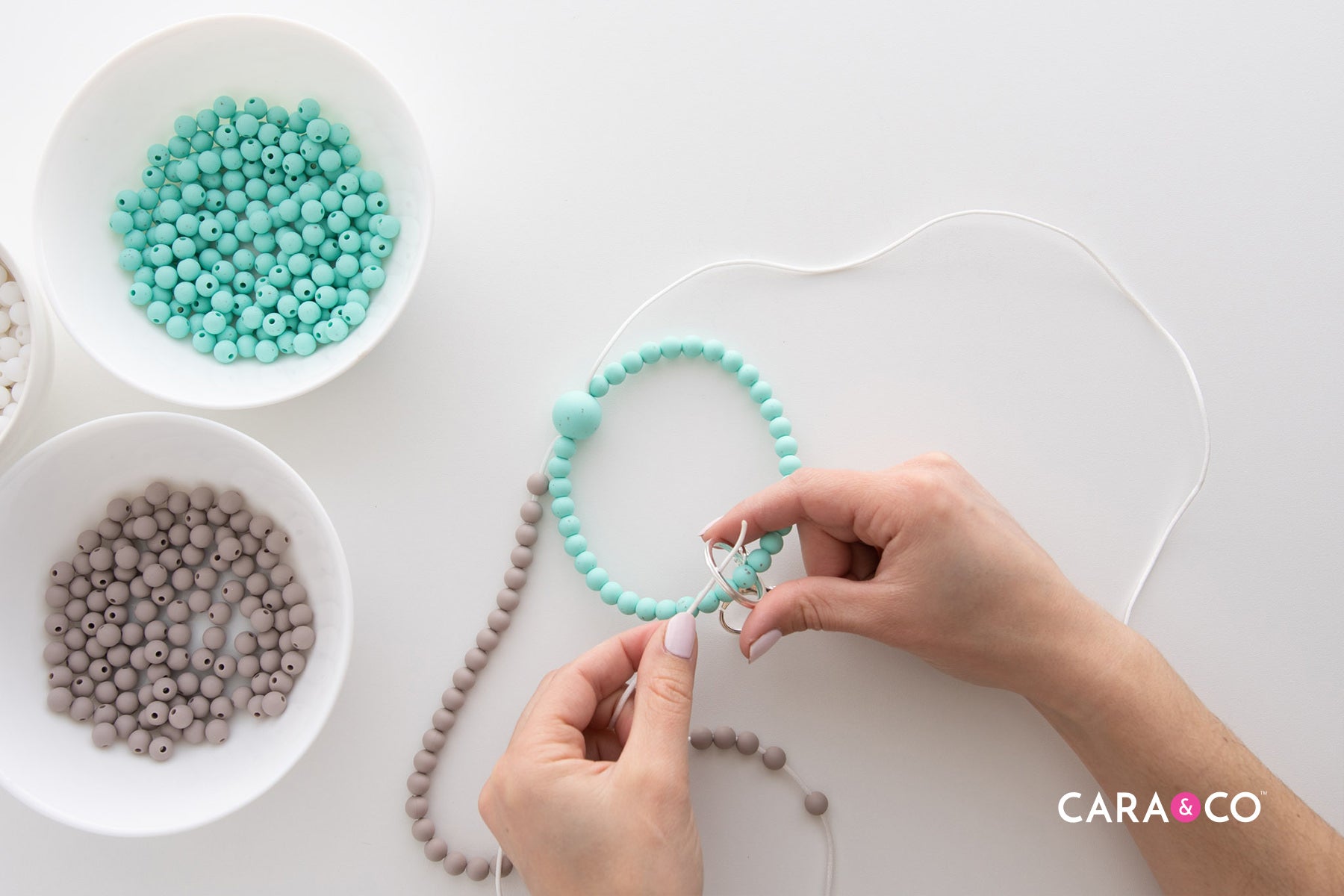 Triple strand silicone bead wristlet for keys - Cara & Co DIY Tutorials