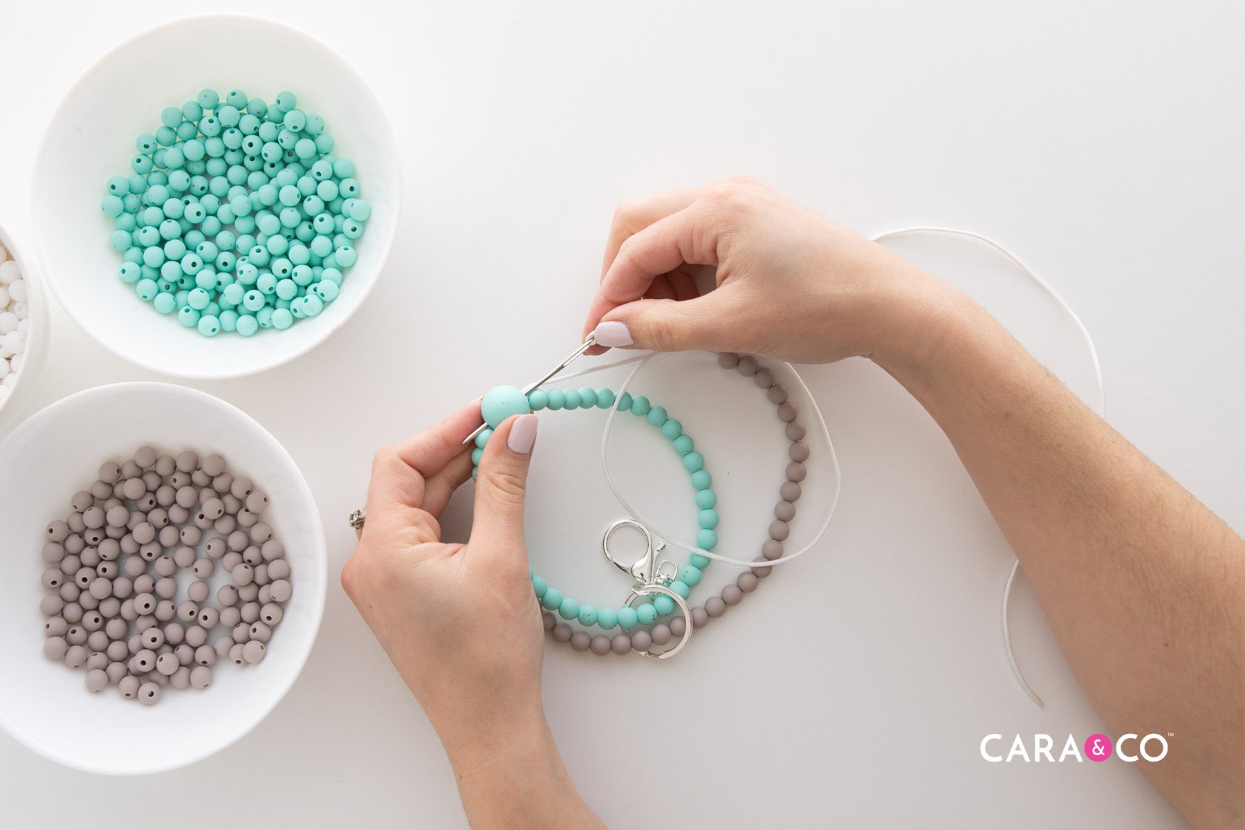 Triple strand silicone bead wristlet for keys - Cara & Co DIY Tutorials
