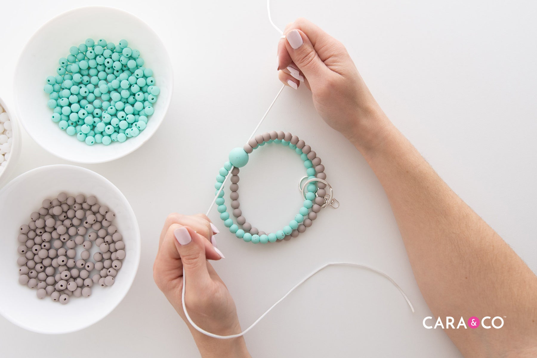 Triple strand silicone bead wristlet for keys - Cara & Co DIY Tutorials