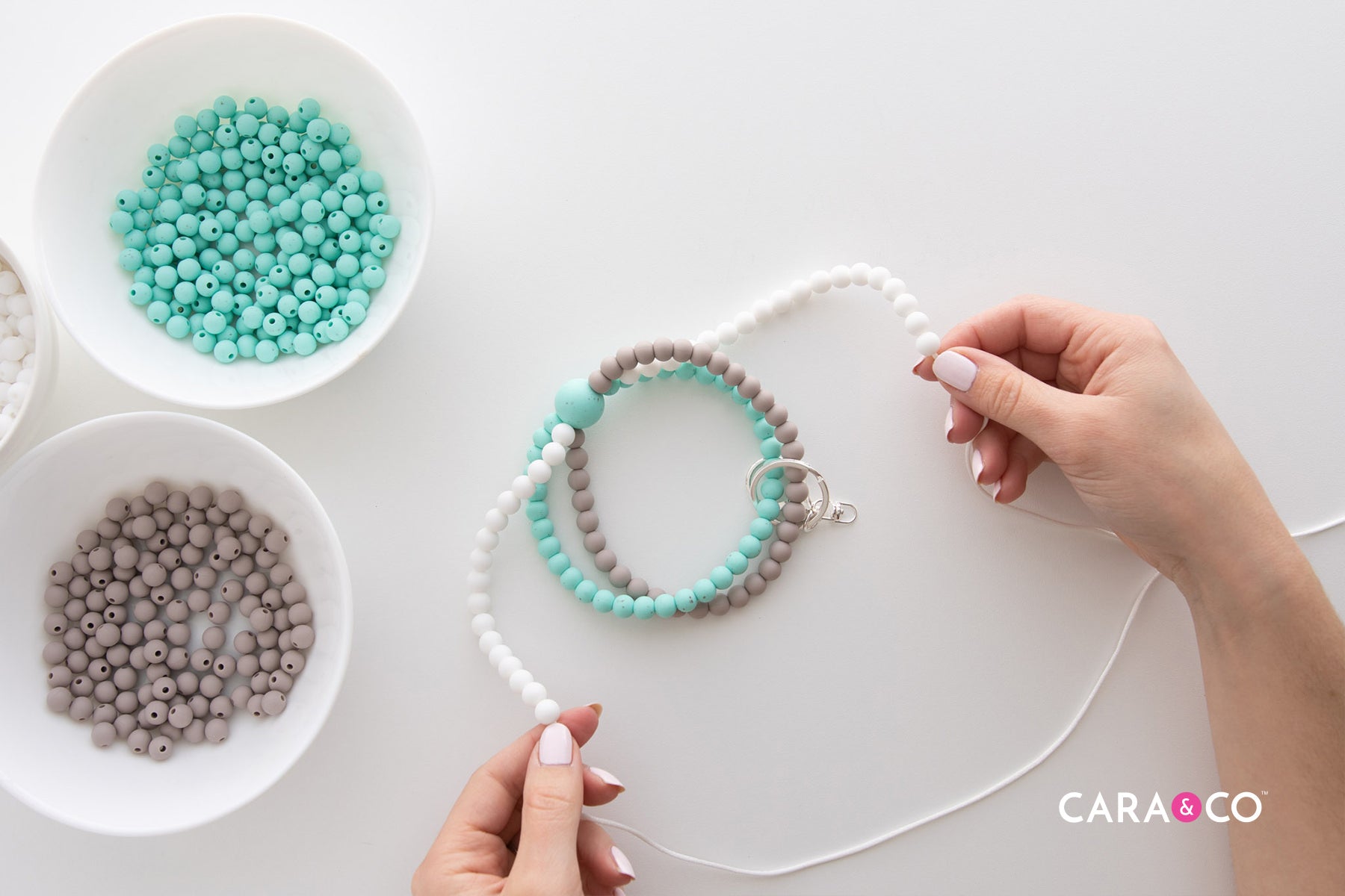 Triple strand silicone bead wristlet for keys - Cara & Co DIY Tutorials