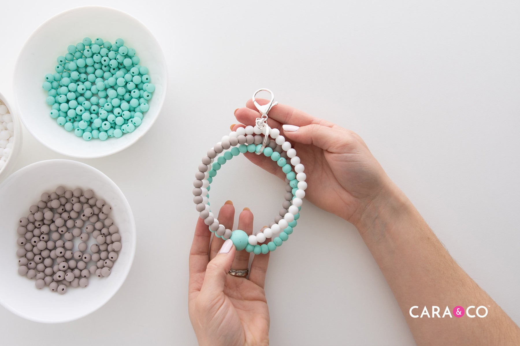 Triple strand silicone bead wristlet for keys - Cara & Co DIY Tutorials