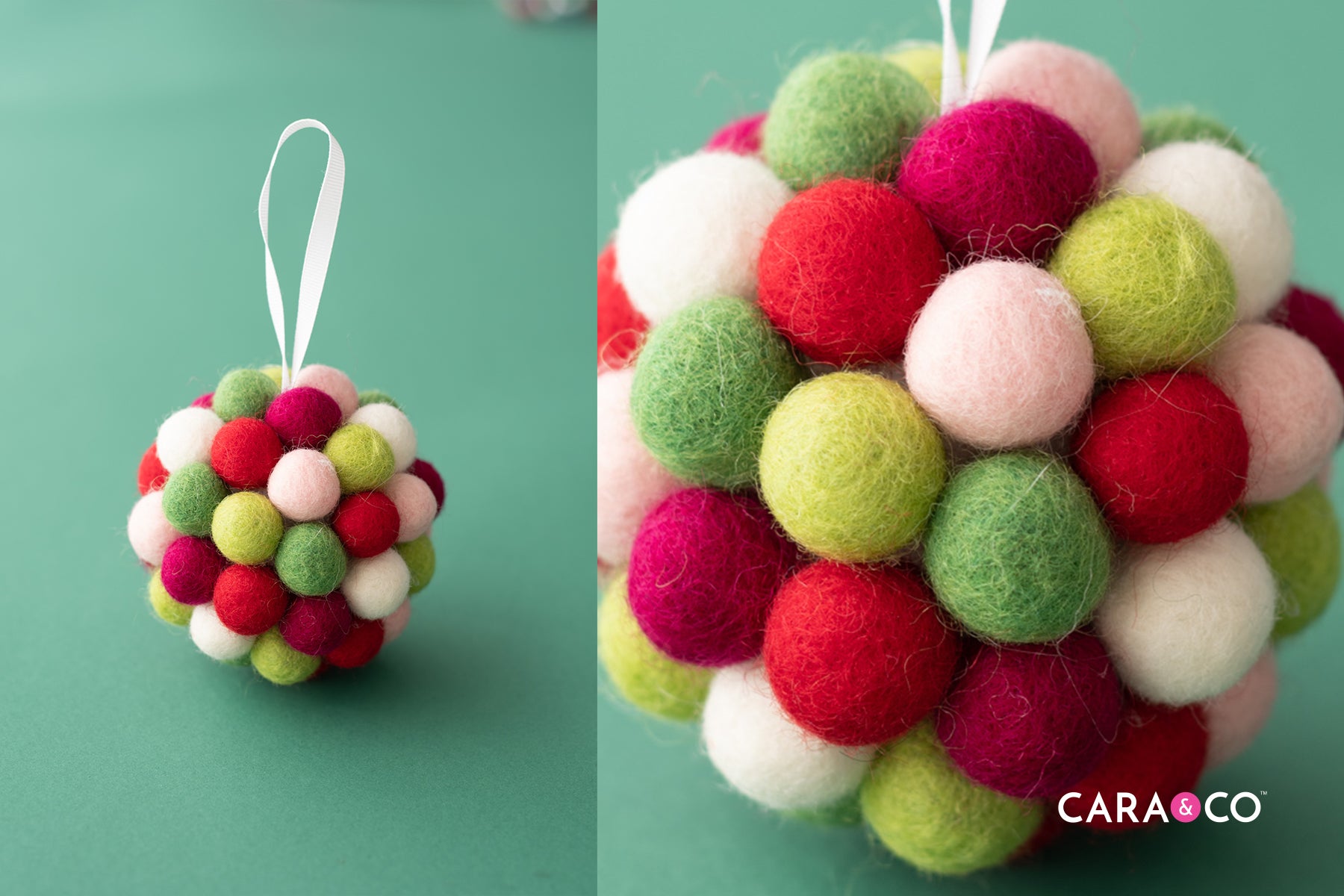 Felt Ball Christmas Ornament -  Cara & Co DIY Tutorials