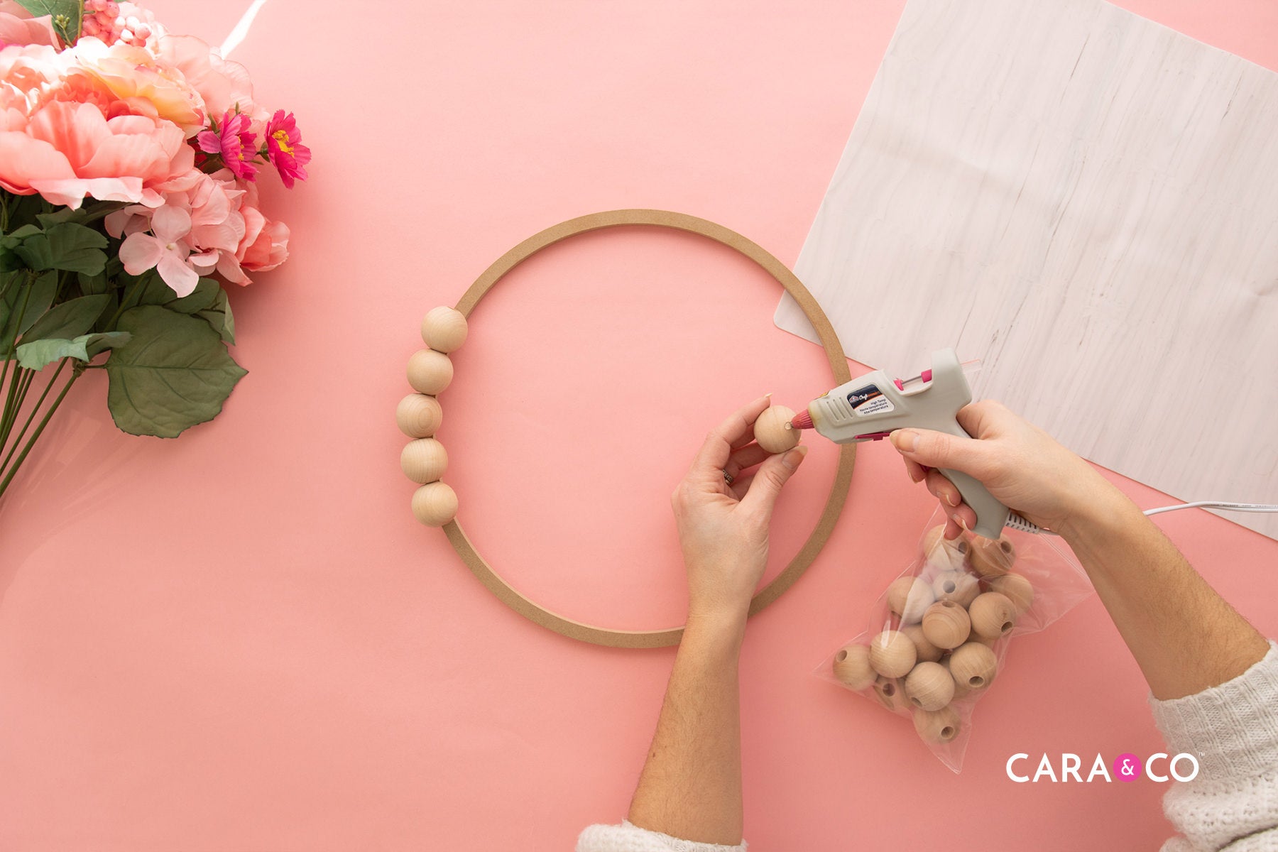 Wooden Beads Craft - Easter Wreath - CaraBLOG