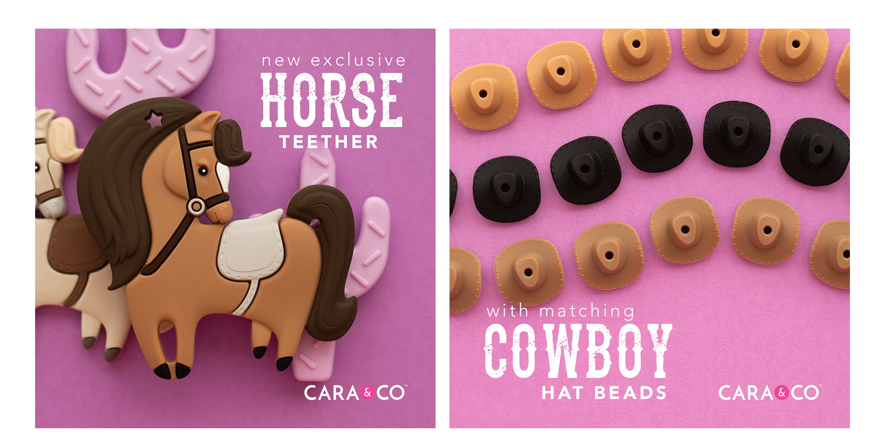 Horse Teether - Cowboy Hat Bead - Silicone - Cara & Co