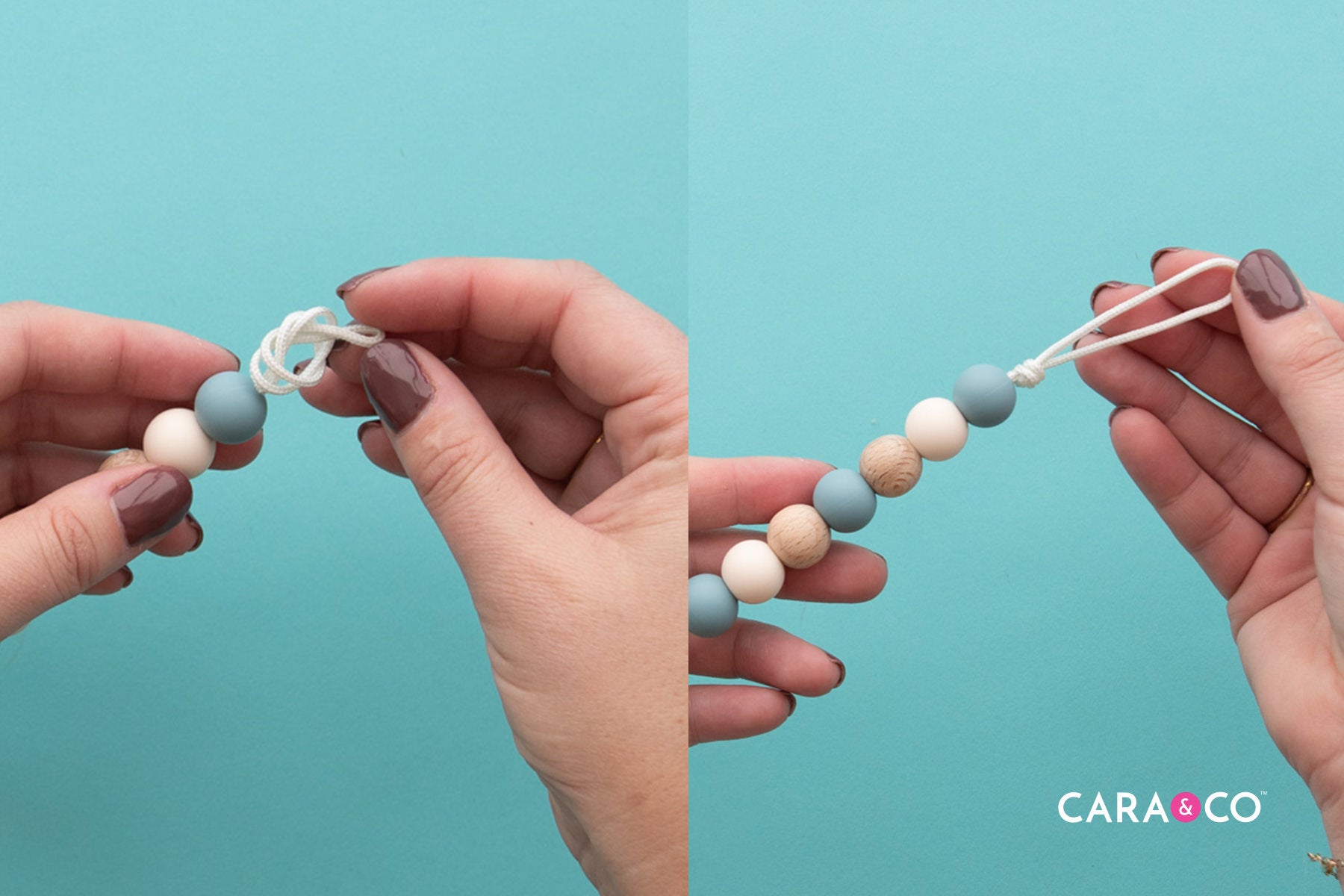 Tie a Knot beneath your Final Bead - Pacifier Clip Tutorial - Cara & Co