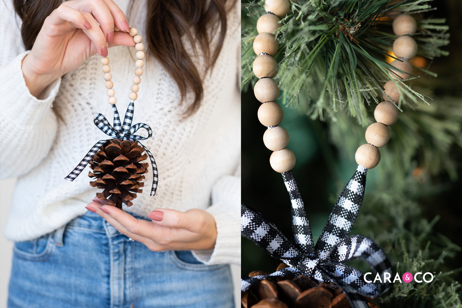 Pinecone and Bead Ornament - Cara & Co