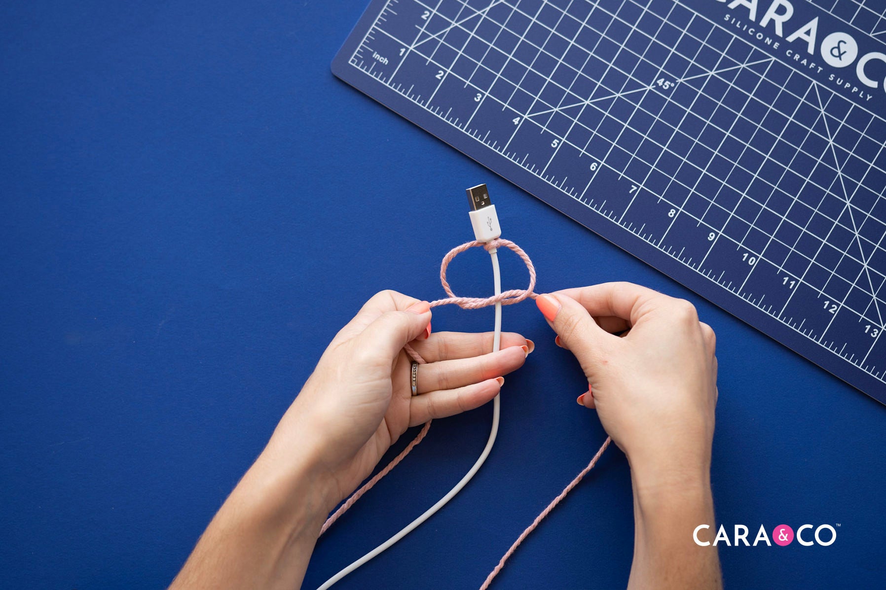 Macrame phone charging cord - Cara & Co DIY's