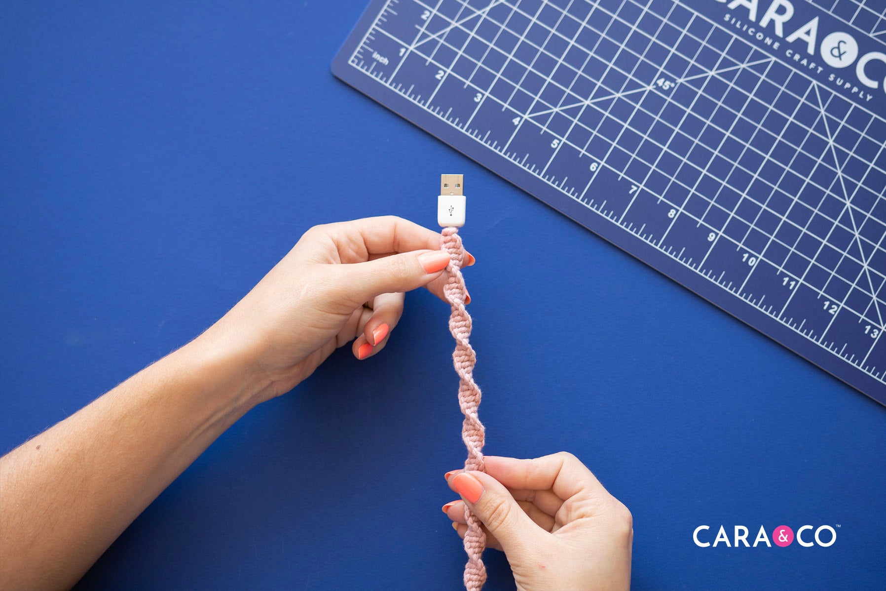 Easy macrame crafts - DIY phone charging cord - Cara & Co
