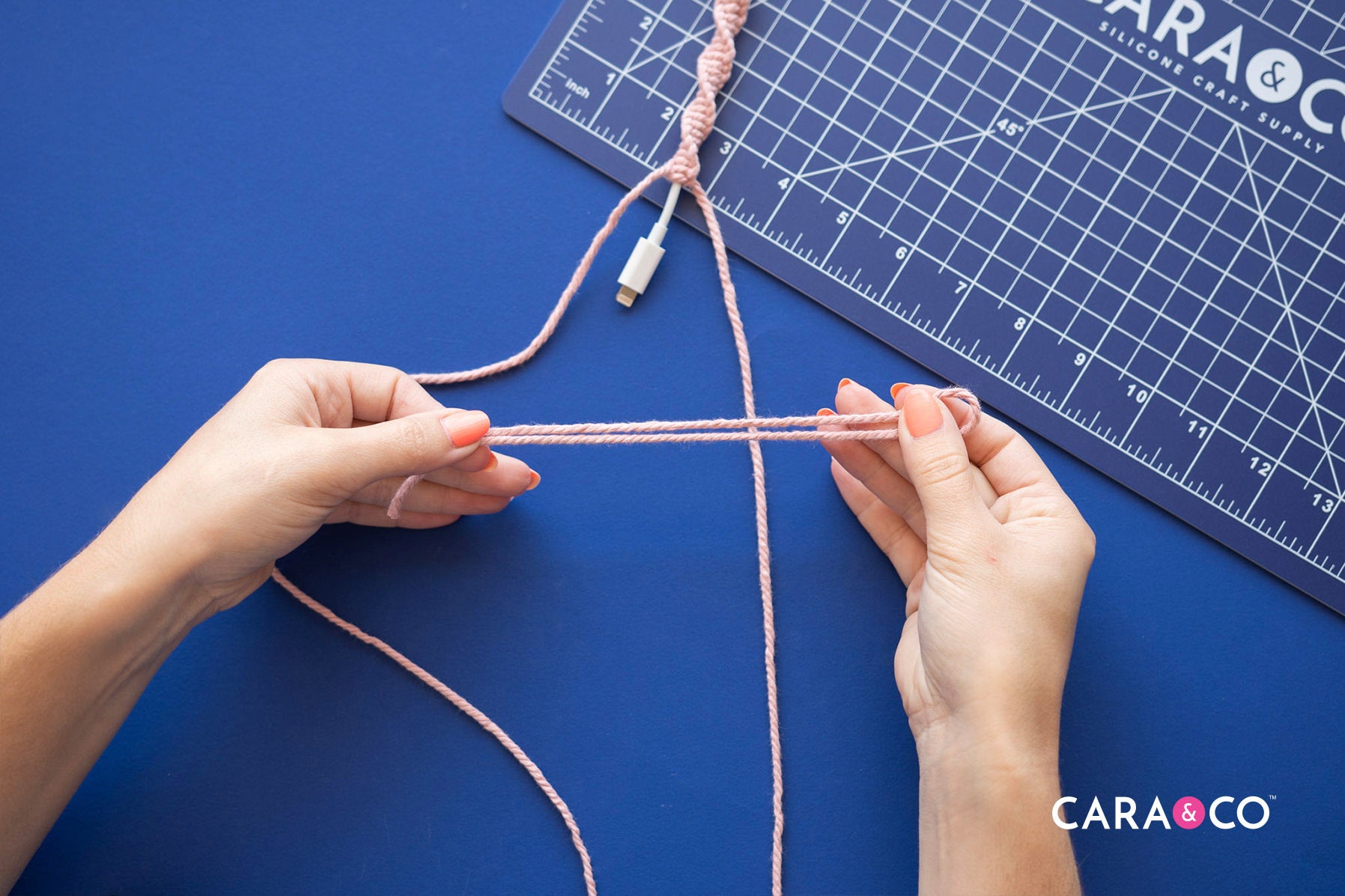 DIY Macrame braided phone charger cord - Cara & Co