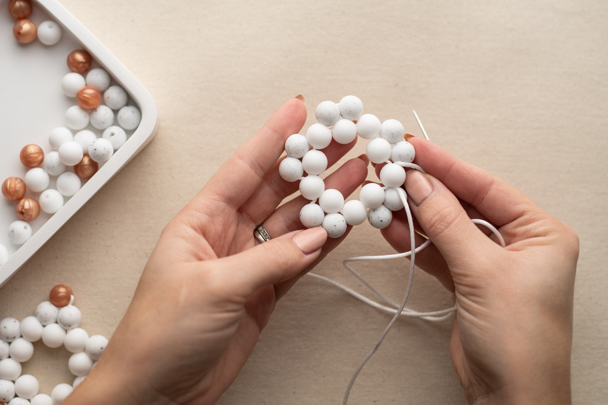 DIY silicone bead star ornament for Christmas tree