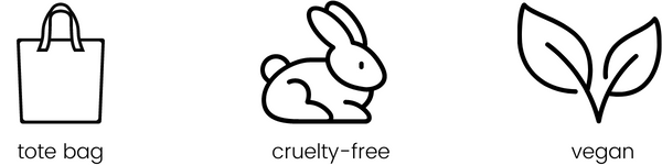 tote bag and cruelty free logos