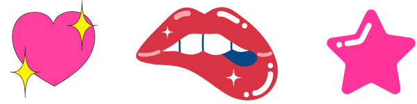 emoji's: heart, lips, star
