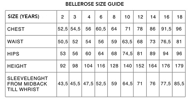 Autumn Winter 2022 Bellerose Boys Size Guide