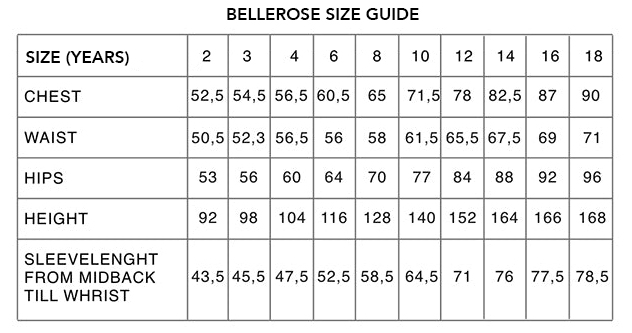 Bellerose Girls Size Guide