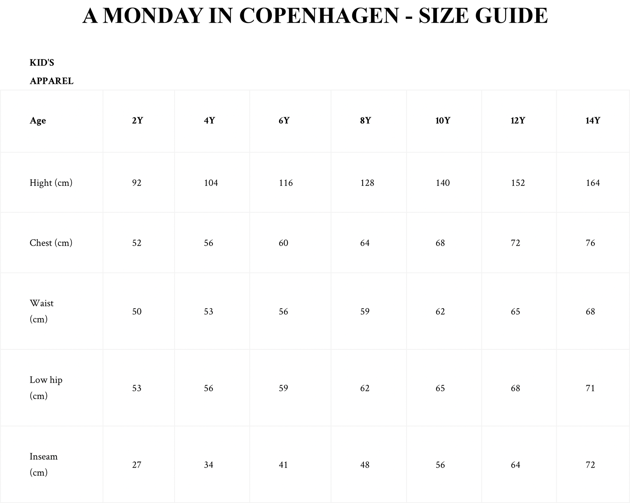 A Monday size guide