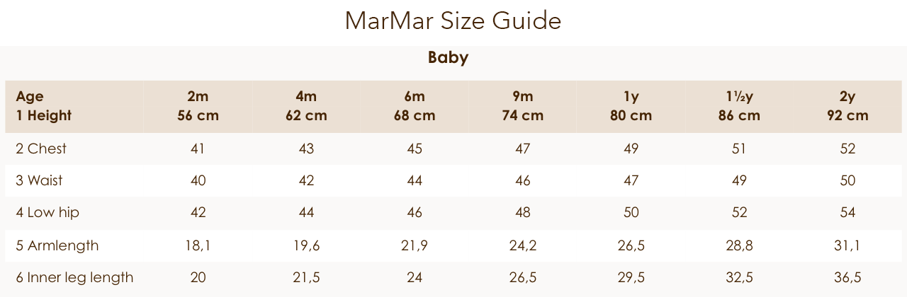 MarMar Copenhagen Size Guide