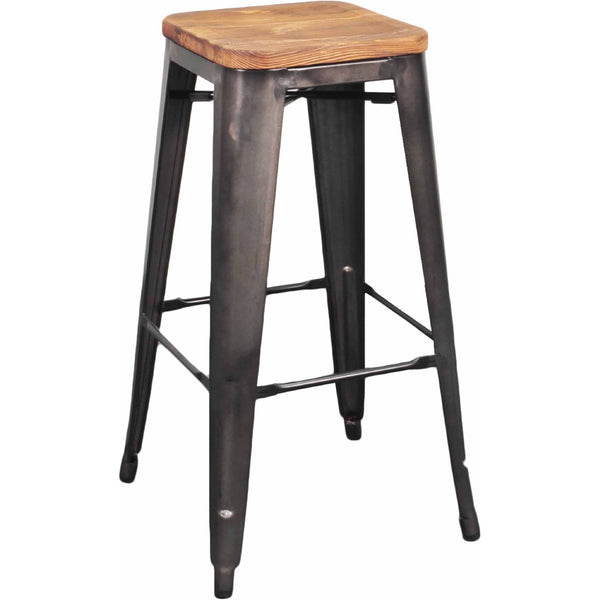 Metropolis Wood Seat Bar Stool