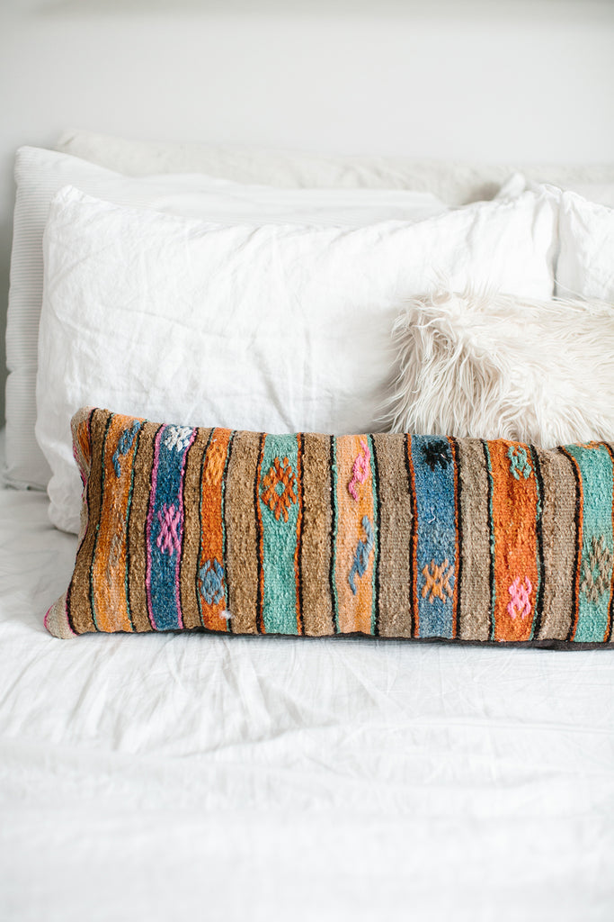 Boho style lumbar pillow for bedroom