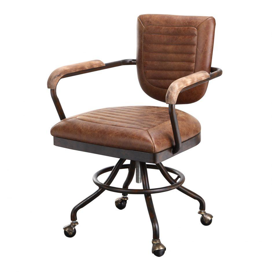 Vintage Style Office Chair Foster Collection Brown Leather City