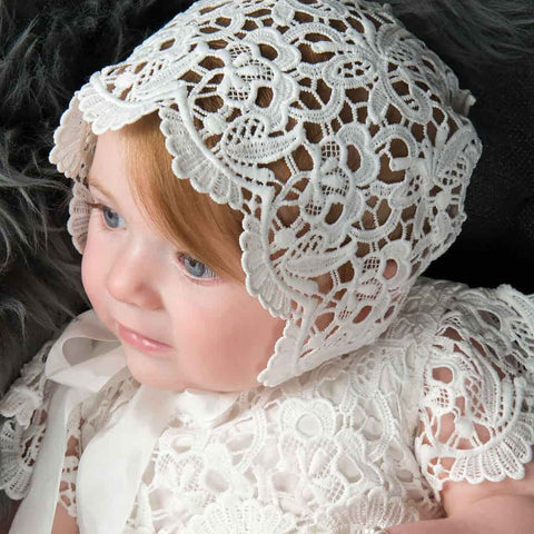 lace baby bonnet