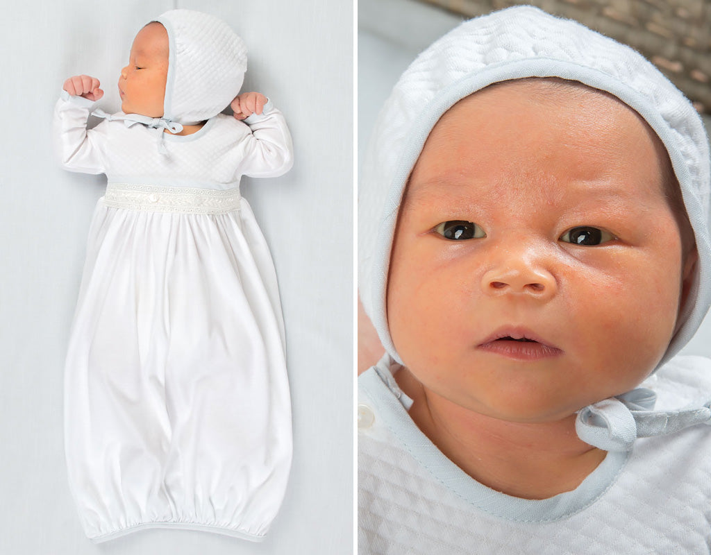 white newborn gown