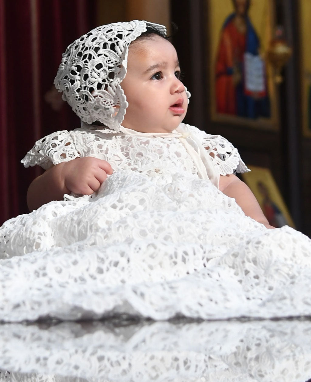 Zoya's Baptism Day | Lola Christening Gown & Bonnet Set by Baby Beau & Belle