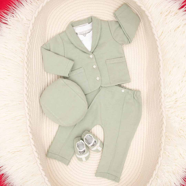 Christmas baby boy suit sage