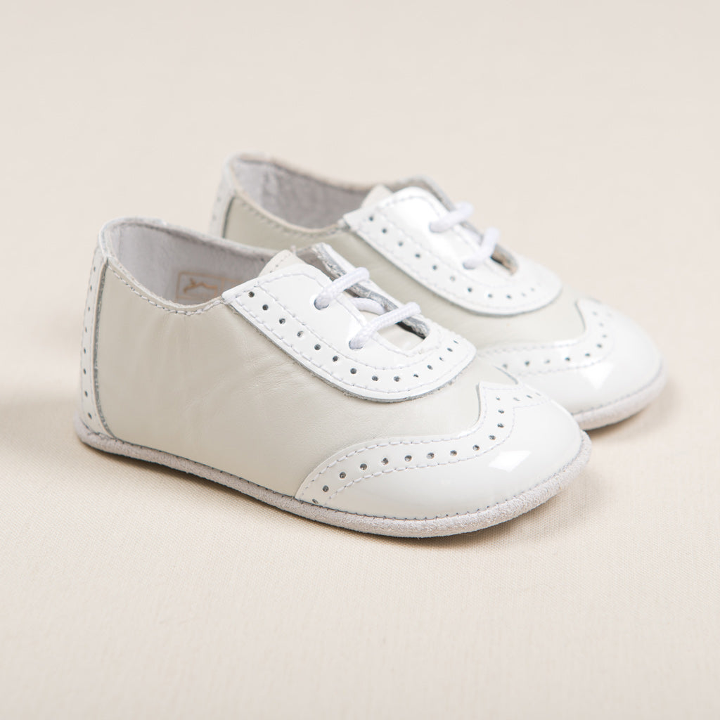 Boys Ivory Two Tone Wingtip Shoes 