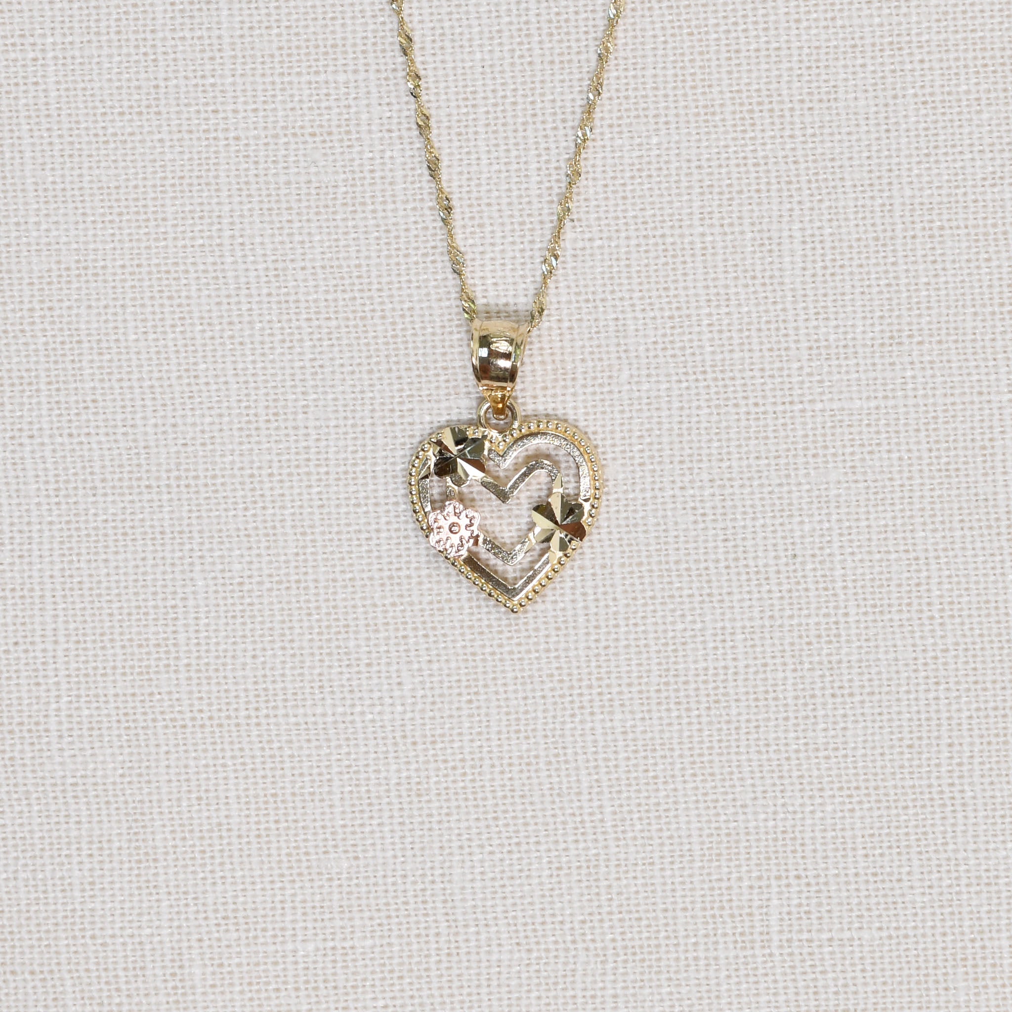 14k Gold Rose Heart with Chain