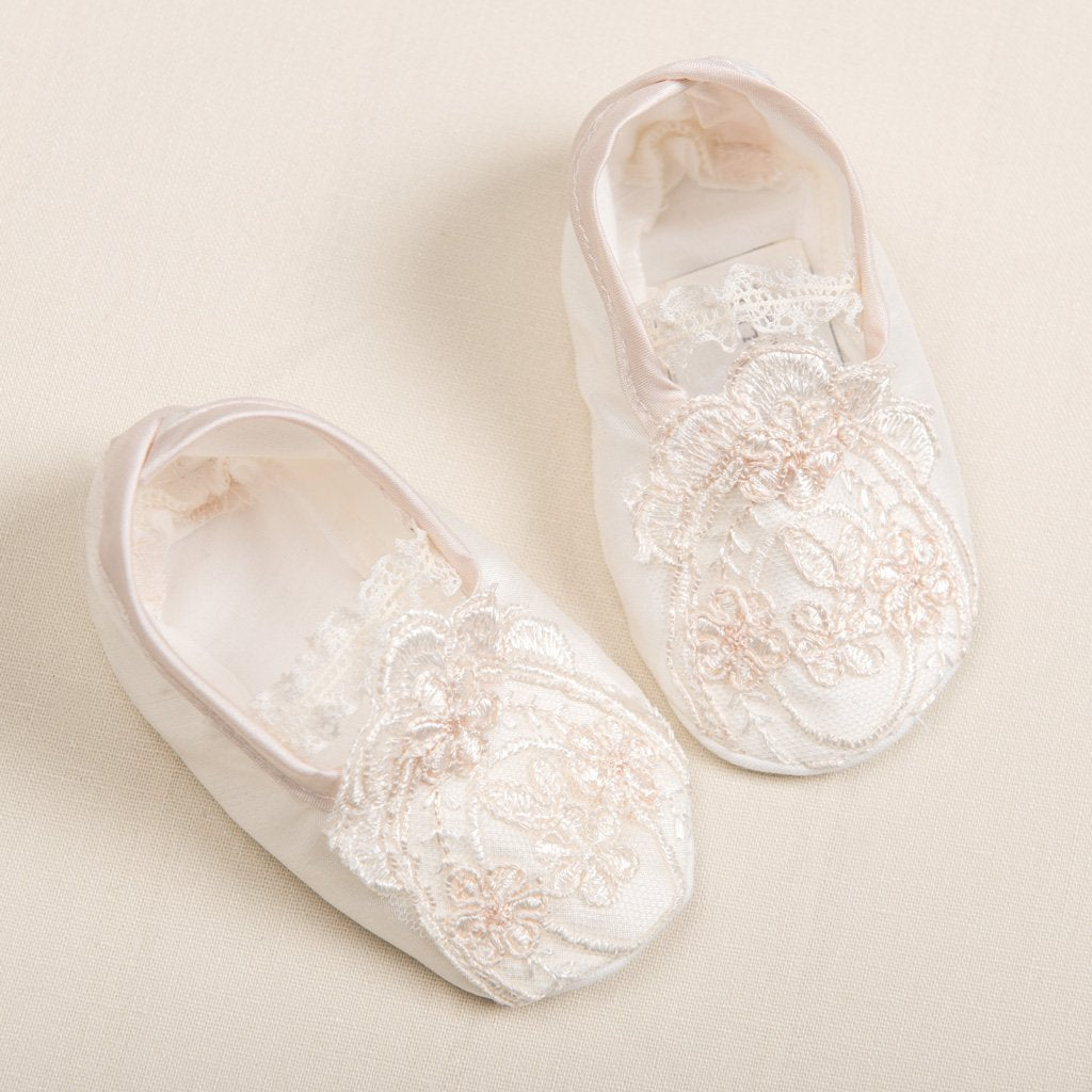 Baby Girl Booties - Tessa Silk Shoes 