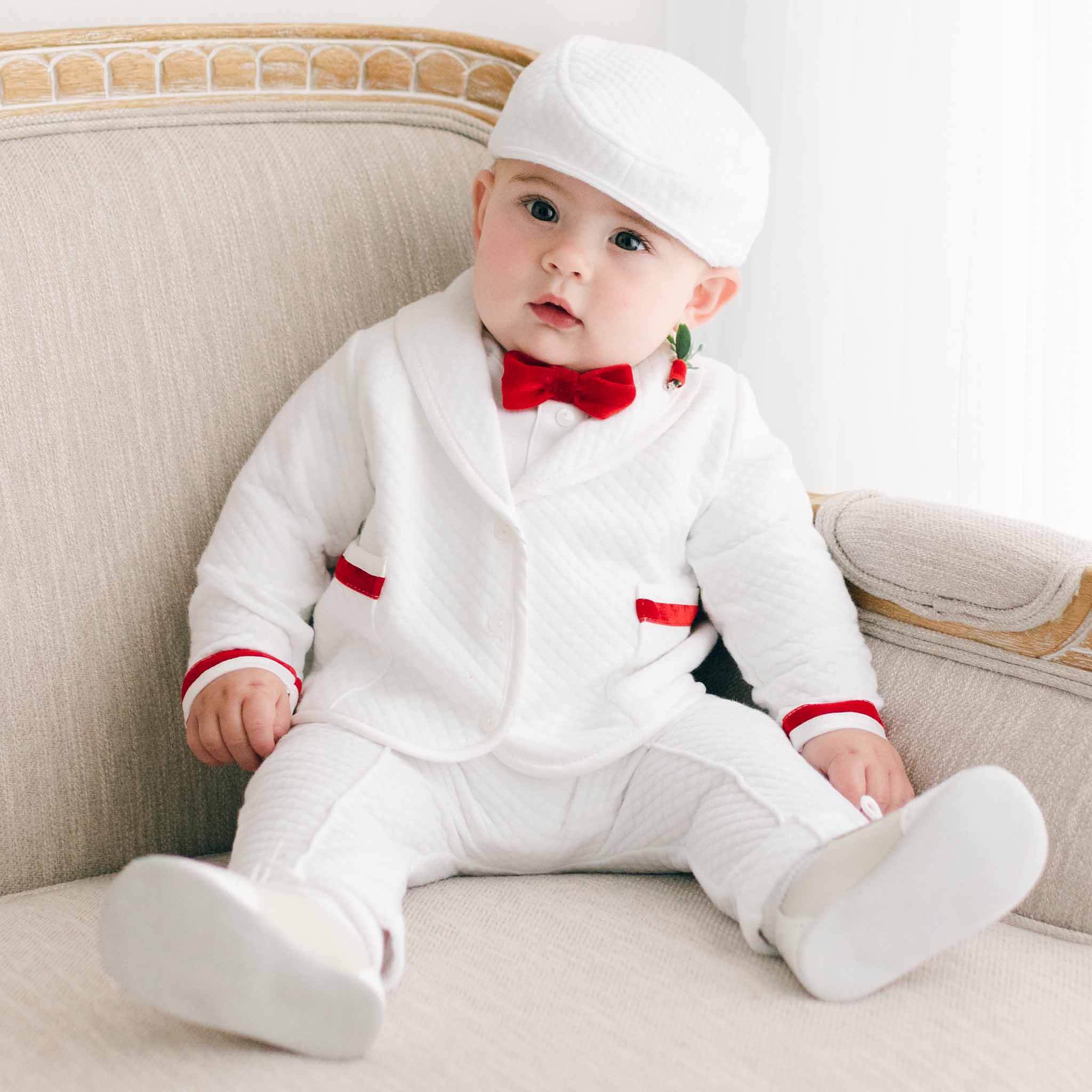 baby boy christmas suit red bowtie