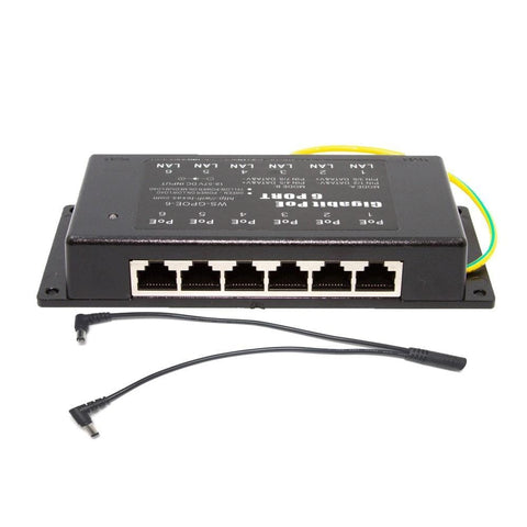 DSLRKIT 12V 72W 8 Ports 6 PoE Injector Power Over Ethernet Switch 4,5+/7,8